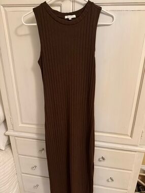Z Supply Ribbed Knit Midi/Maxi Tank Dress – Chocolate Brown – XS